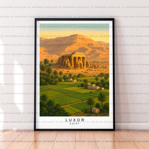 Stampa artistica da parete senza cornice di Luxor, Egitto, illustrazione di Luxor, poster di viaggio