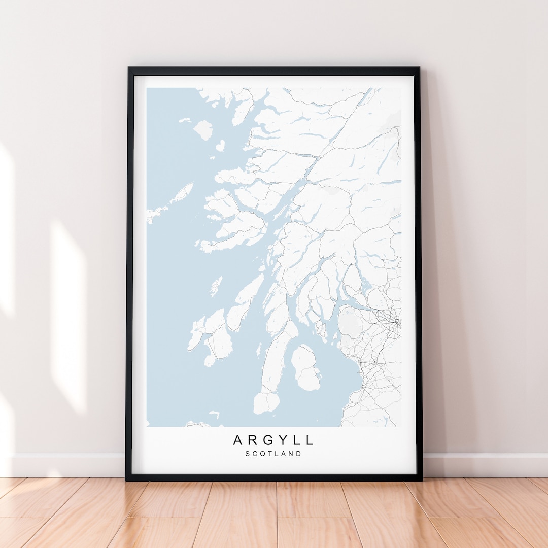 Argyll and Bute Scotland Area Map Print Minimalist Home Poster Wall