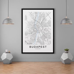 Budapest Hongrie City Map Print Minimalist Home Map Poster Wall Decor