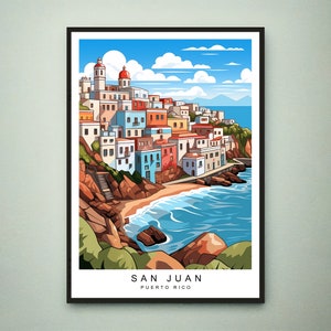 San Juan Houses Illustration Print San Juan Poster Gift Unframed Print
