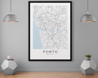 Porto Portugal City Print Minimalist Home Map Poster Wall Decor