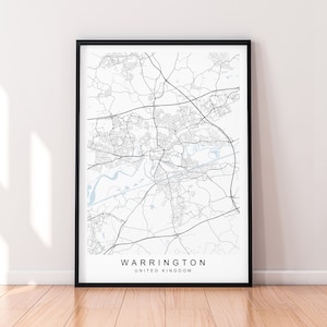 Warrington City England Karte Print Poster Minimalist Home Decor Warrington England UK Karte Poster Wand Kunst Decor