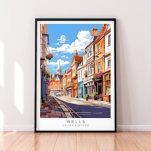 Wells Illustration Print Wells Somerset Poster Wall Art Gift Unframed Print