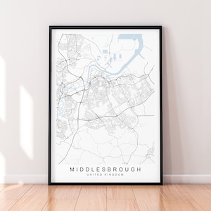 Middlesbrough England Karte Druck Poster Minimalist Home Decor Middlesbrough England UK Karte Poster Wand Kunst Dekor
