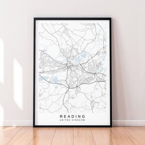 Reading City Engeland Kaart Print Poster Minimalistisch Home Decor Reading Engeland UK Kaart Poster Wall Art Decor