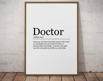 Doctor Print Definition Poster Wall Art Minimalist Gift Print