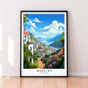 Madeira Illustration Print Madeira Portugal Travel Poster Gift Unframed Print