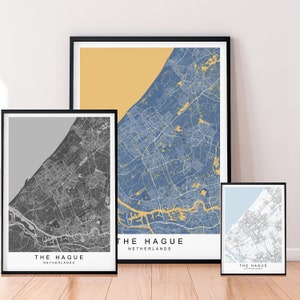 La Haye City Map Print Minimalist La Haye Pays-Bas Home Map Poster Wall Decor - Mixed Colors Available