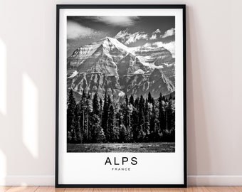 Alps Hills France Mountains Print Travel Poster Minimalist Home Travel Mountain Poster Wall Decor