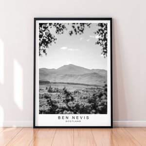 Ben Nevis Mountain Peak Fort William Scotland Print Minimalist Home Travel Poster Wall Decor