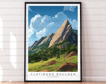 Flatirons Boulder Colorado Unframed Illustration Print Poster Art, Flatirons  Colorado Travel Print, Flatirons Mountain Wall Art