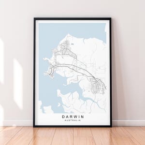 Darwin Map Print Poster Minimalist Home Decor Darwin Australia Map Poster Wall Art Decor