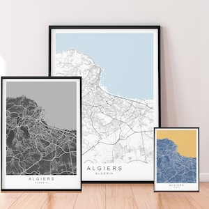 Algiers Map Print Algeria Minimalist Algiers City Area Map Poster Wall Decor