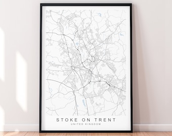 Stoke-on-Trent City England Map Print Poster Minimalist Home Decor Stoke-on-Trent England UK Map Poster Wall Art Decor