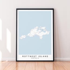 Rottnest Island Karte Print Poster Minimalistisches Wohndekor Rottnest Island Australien Karte Poster Wandkunst Dekor