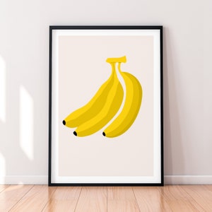 Banana Print Poster Banana Wall Art Yellow Art Kids Wall Art Kitchen Wall Art Nursery Print Nursery Decor Kids Room Picture Fruit print