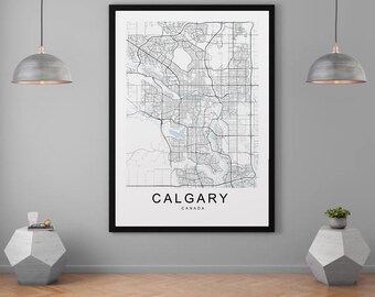 Calgary Map Canada City Map Print Minimalist Home Map Poster Wall Decor