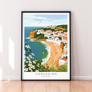 Carvoeiro Art Print Illustration Carvoeiro Coast Portugal Poster Wall Art Gift Unframed Print