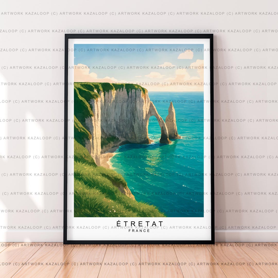 Cliffs of Etretat Normandy France Unframed Illustration Print Poster ...