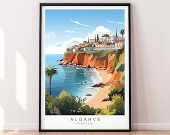 Algarve Illustration Print Algarve Portugal Travel Poster Gift Unframed Print