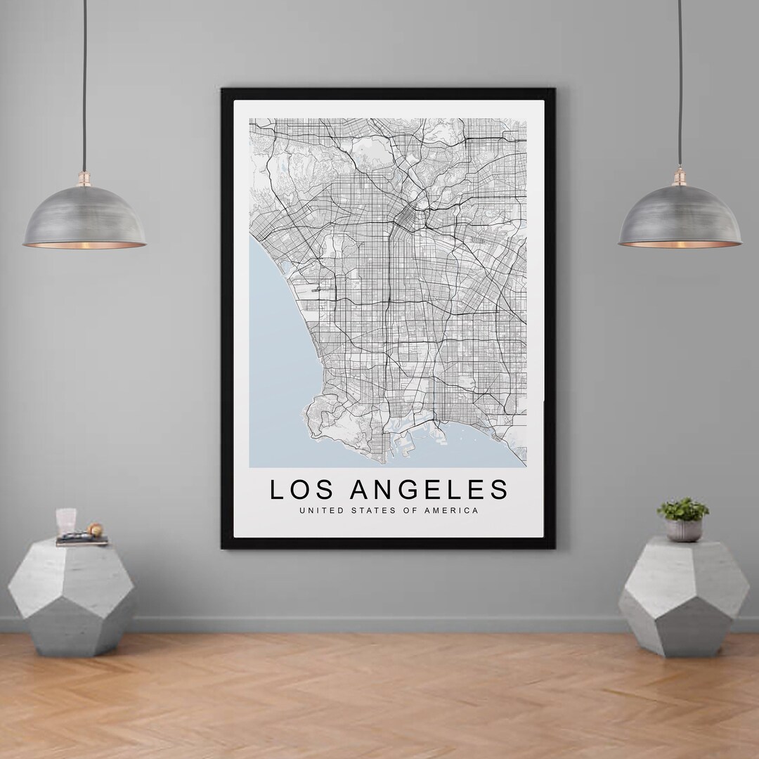 LA Los Angeles California USA City Map Print Minimalist Home Map Poster ...