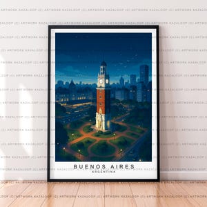 Buenos Aires Argentinien Ungerahmtes Plakat Illustration Kunst Buenes Aires Nachtdruck