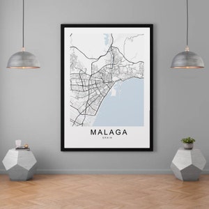 Malaga Stadt Karte Print Minimalist Home Malaga Spanien Karte Poster Wand-Dekor