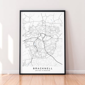 Bracknell Map England Print Poster Minimalist Home Decor Bracknell UK Town Map Poster Wandkunst Dekor