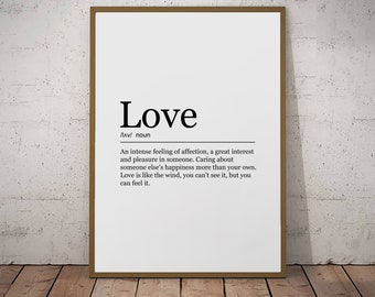 Love Print Fun Definition Poster Wall Art Minimalist Print