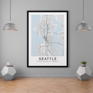 Seattle Stadt Karte Washington State Print Minimalist Home Map Poster Wand-Dekor