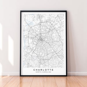 Charlotte North Carolina City Map Print Poster Minimalist Home Decor Charlotte North Carolina USA Map Poster Wall Art Decor