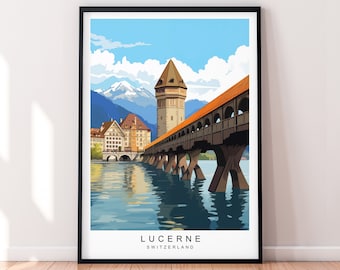 Impressão de viagem de Lucerna Lucerna Suíça ilustração arte pôster presente impressão sem moldura