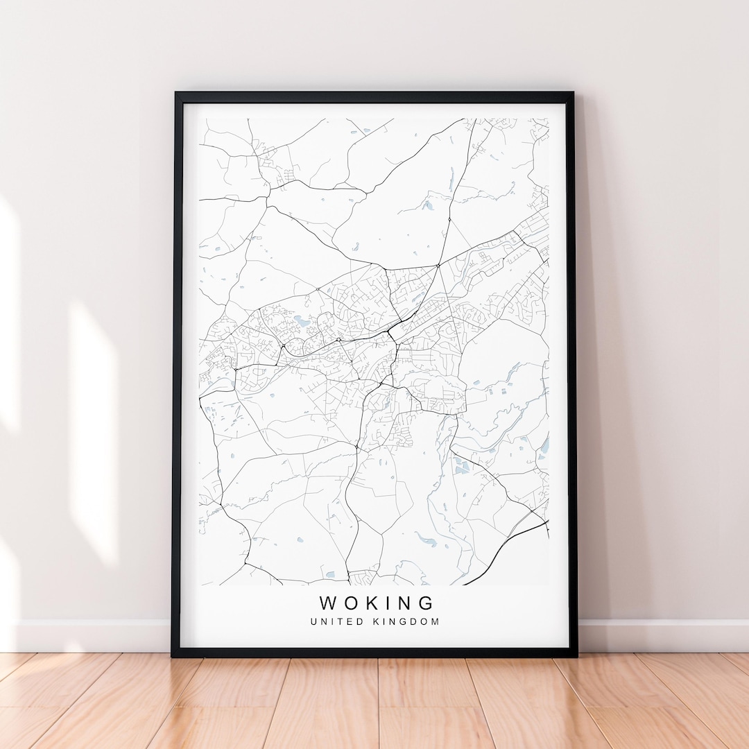 Woing Woking Map Print Illustration Woking United Kingdom Map Poster Wall Art ...