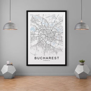 Bucarest Roumanie carte impression minimaliste maison carte affiche décoration murale