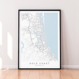 Gold Coast City Map Australia Print Minimalist Gold Coast AUS  Map Poster Wall Decor