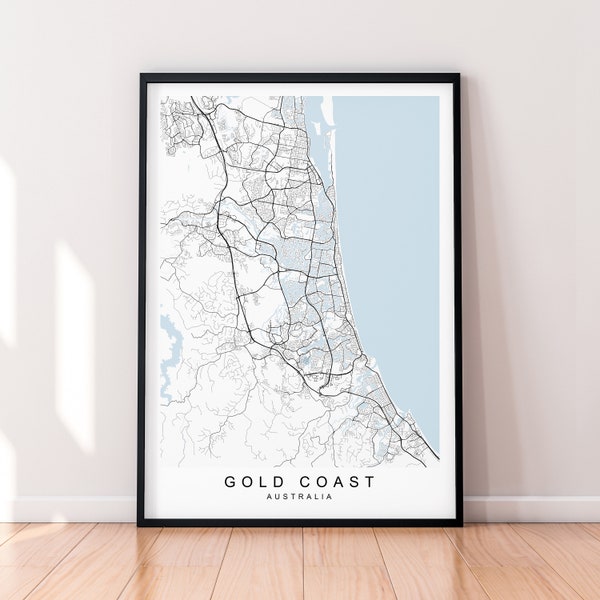 Gold Coast City Map Australia Print Minimalist Gold Coast AUS  Map Poster Wall Decor