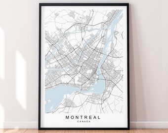 Montreal City Canada Map Print Poster Minimalist Home Montreal Québec Canada Map Poster Wall Art Decor