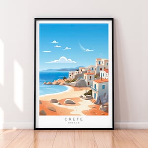 Crete Illustration Print Crete Island Greece Beach Poster Gift Unframed Print