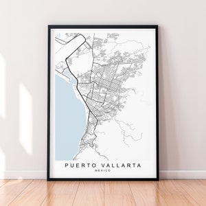 Puerto Vallarta  Map Print Poster Minimalist Home Puerto Vallarta Mexico Map Poster Wall Art Decor