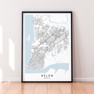Mapa da cidade de Belém Brasil Imprimir pôster minimalista decoração de casa Mapa de Belém Brasil pôster arte de parede decoração