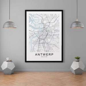 Antwerp Map Belgium City Map Print Minimalist Home Map Poster Wall Décor