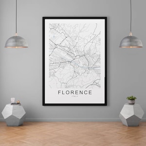 Florence Map Italy City Map Print Minimalist Florence Home Map Poster Wall Décor