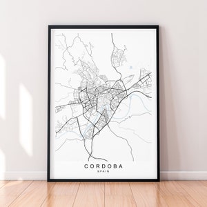 Córdoba City Map Spain Print Minimalist Cordoba Spain Town Map Poster Wall Decor