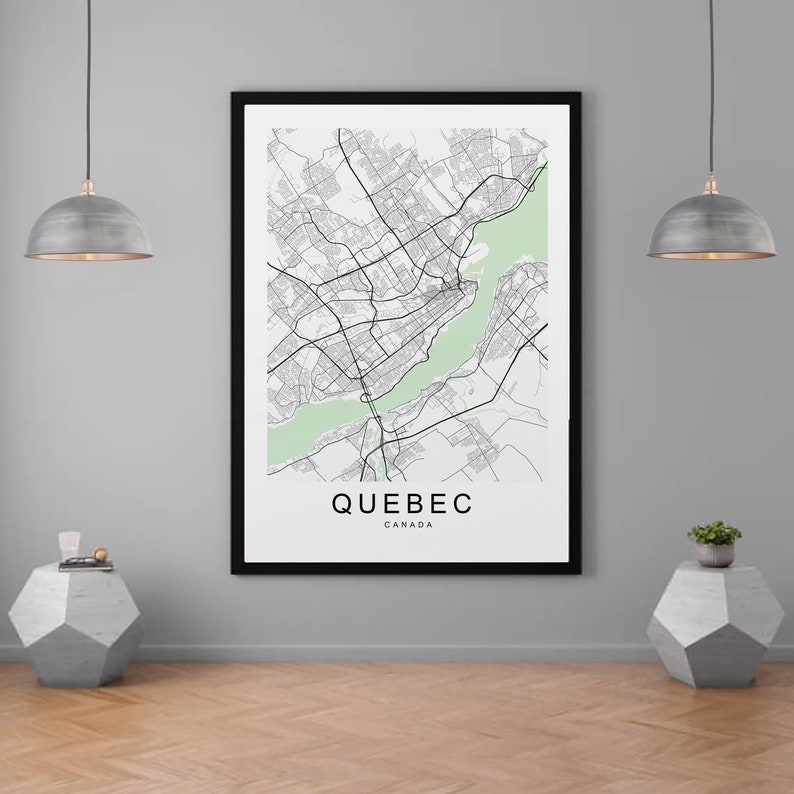 Quebec Map Canada City Map Print Minimalist Home Map Poster Wall Decor ...