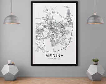 Medina Map Saudi Arabia City Map Print Minimalist Home Map Poster Wall Décor