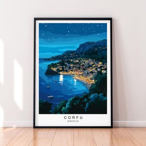 Corfù Stampa artistica Illustrazione Corfù Grecia Poster Arte murale Regalo Stampa senza cornice