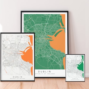 Dublin Map Ireland City Map Print Minimalist Home Map Poster Wall Decor National Colours