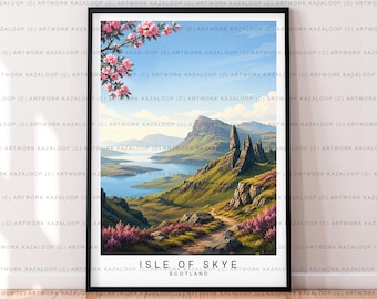 The Isle of Skye Illustration Print Skye Island Lake Mountains Poster Gift Unframed Print