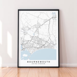 Bournemouth Stadt England Karte Druck Poster Minimalist Home Decor Bournemouth England UK Karte Poster Wand Kunst Dekor