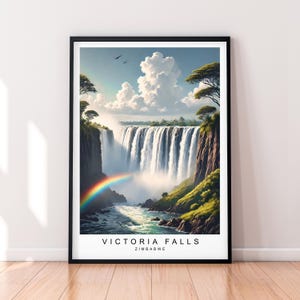 Victoria Falls Beautiful Art Illustration Print Victoria Falls Waterfall Africa Poster Gift Unframed Print